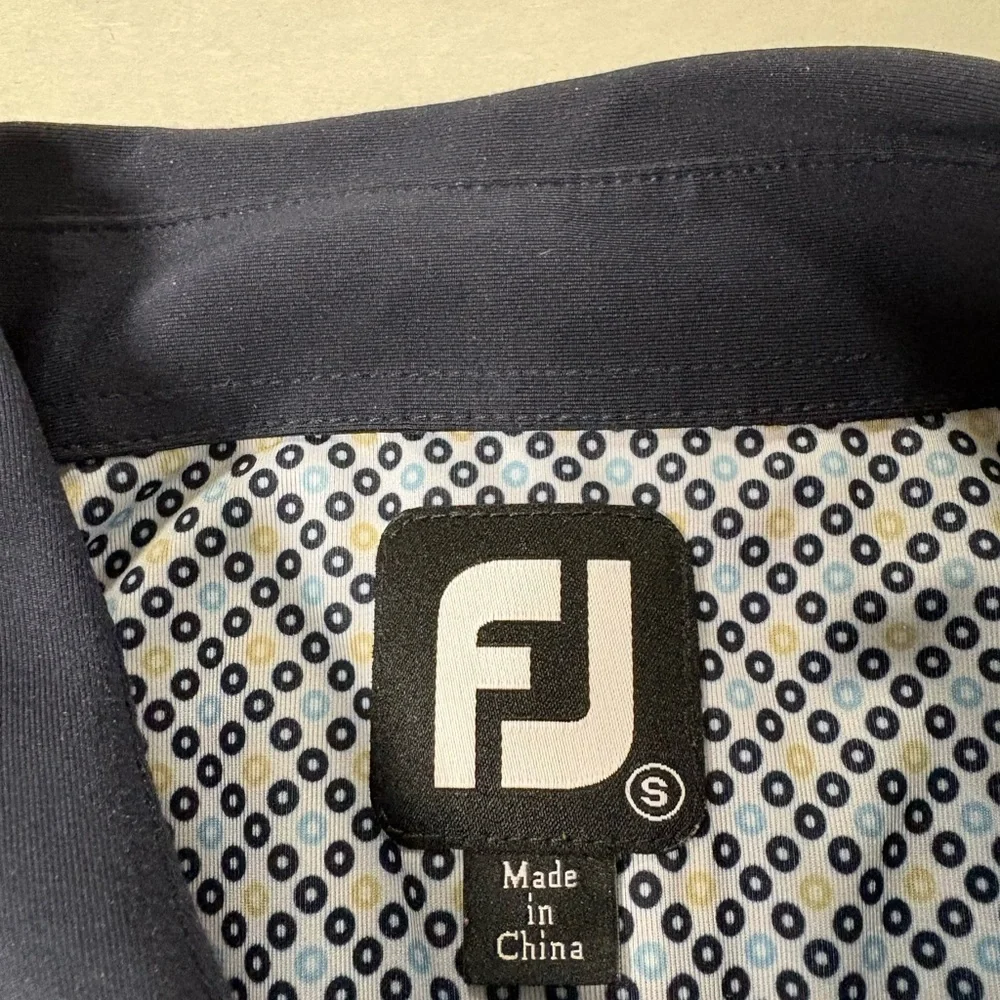 FootJoy Navy & White Patterned Polo Golf Shirt Short Sleeve Small - Picture 9 of 10